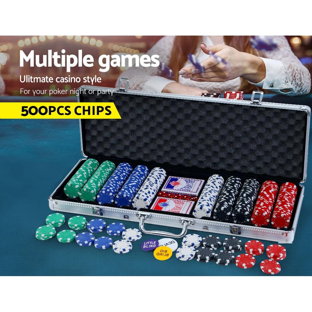 500pcs Poker Chips Set Casino Texas Hold'em Gambling Party Game Dice