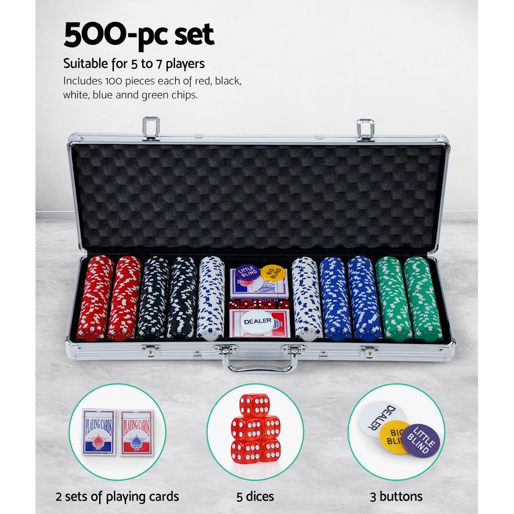 500pcs Poker Chips Set Casino Texas Hold'em Gambling Party Game Dice