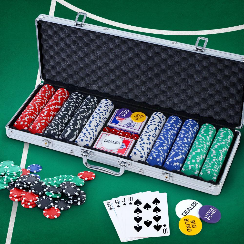 500pcs Poker Chips Set Casino Texas Hold'em Gambling Party Game Dice
