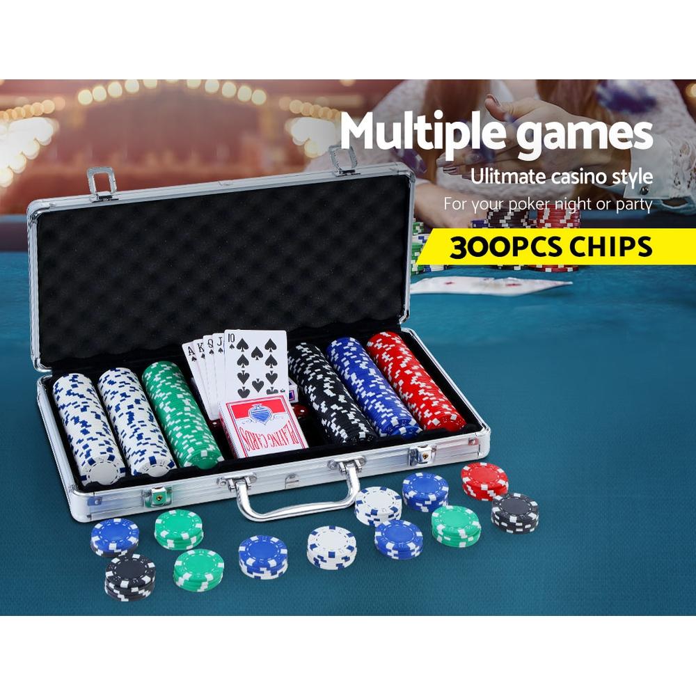 300pcs Poker Chips Set Casino Texas Hold'em Gambling Party Game Dice