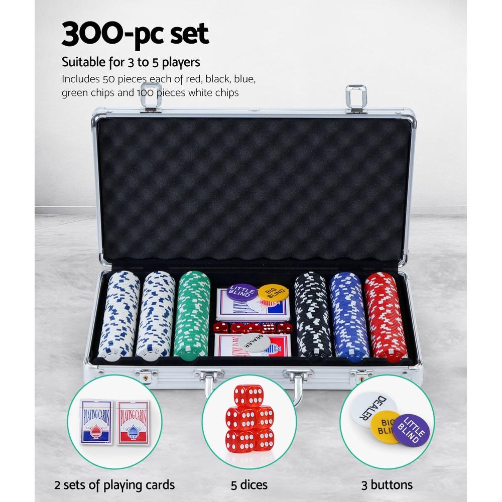 300pcs Poker Chips Set Casino Texas Hold'em Gambling Party Game Dice