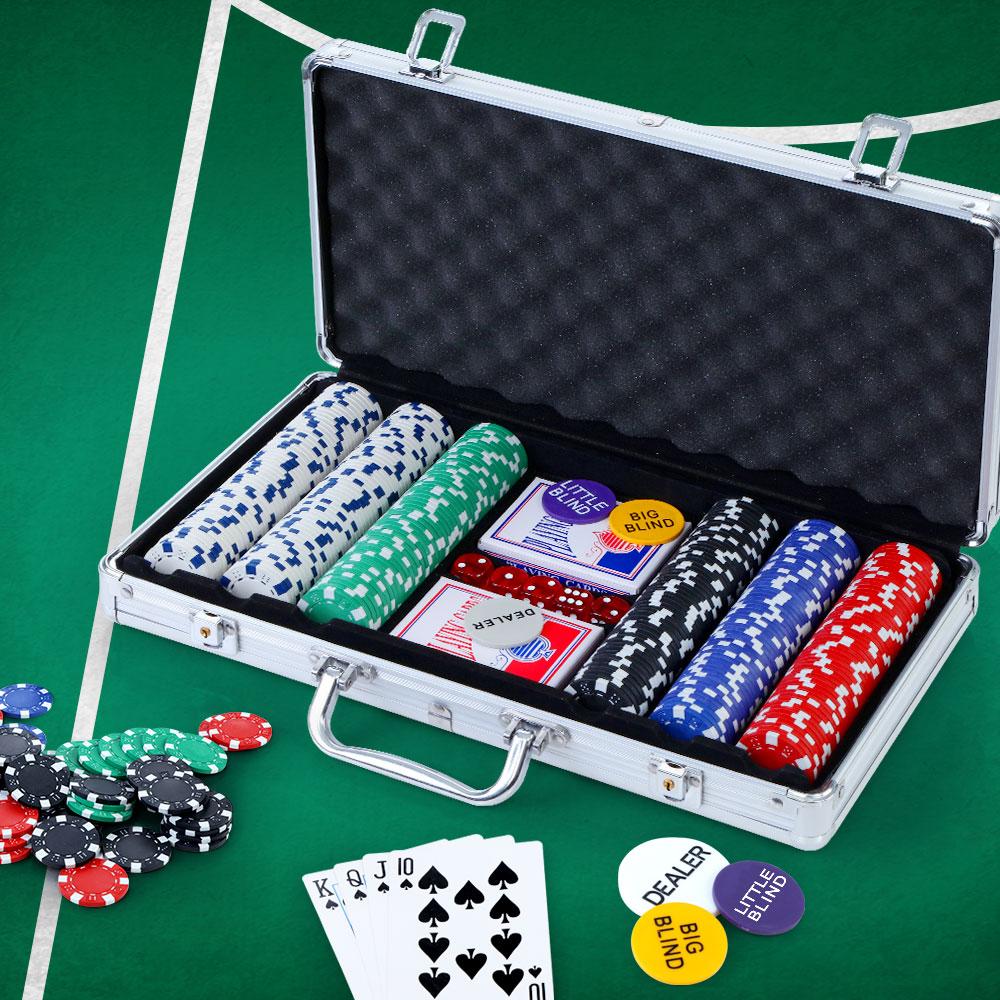 300pcs Poker Chips Set Casino Texas Hold'em Gambling Party Game Dice